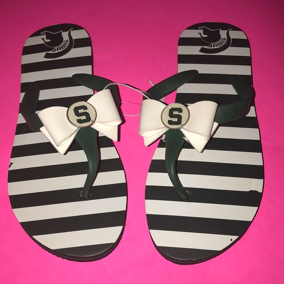Michigan State Womens Glitter Thong Flip Flop Small
